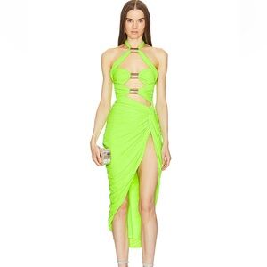 Michael Costello X Revolve bright green cut out dress new with tags